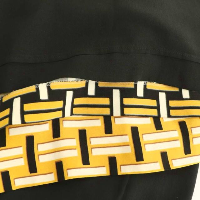 【中古】フェンディ FENDI ジオメトリック柄ハイスリットワンピース ロング ノースリーブ 42 ブラック /HK ■OS_8
