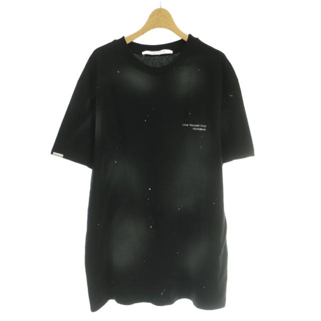 【中古】キムヘキム KIMHEKIM 25SS Tシャツ 半袖 ロゴ プリント ペイント加工 ストレッチ S 黒 ブラック /BB メンズ