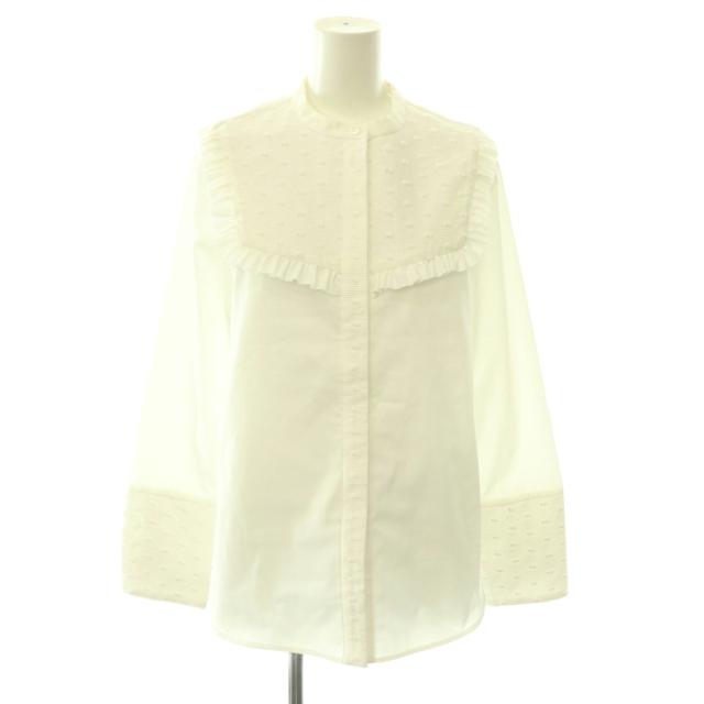 【中古】ヨリ yori 25AW スノージャガードシャツ ブラウス 長袖 38 白 ホワイト /HS ■OS ■SH レディース