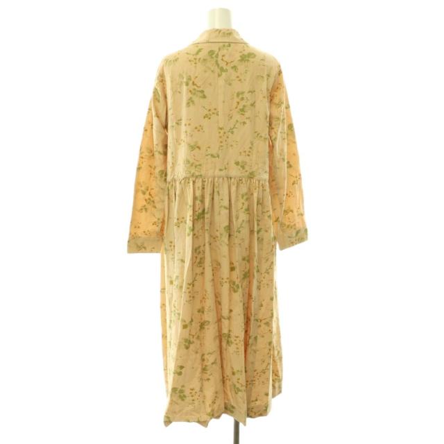 【中古】未使用品 ススリ ペコラドレス ワンピース ロング 長袖 総柄 リネン混 0 ベージュ マルチカラー 26-203_1