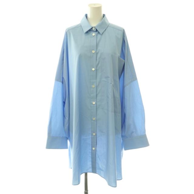 【中古】エンフォルド ENFOLD サンプル品 26SS SUPER-WIDE BOX SHIRTシャツ ブラウス オーバーサイズ 38 ブルー /CX
