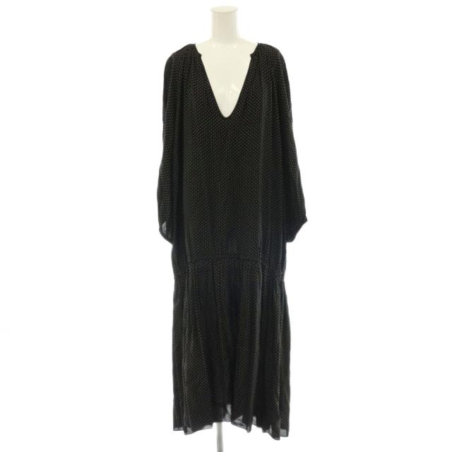 【中古】未使用品 プラージュ Plage R'IAM LIKE DOT ワンピース ロング 長袖 ブラック モカ /DO ■OS レディース