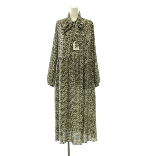【中古】未使用品 ボールジー トゥモローランド 24AW BBカリグラフィプリント ボウタイワンピース 総柄 ロング 36