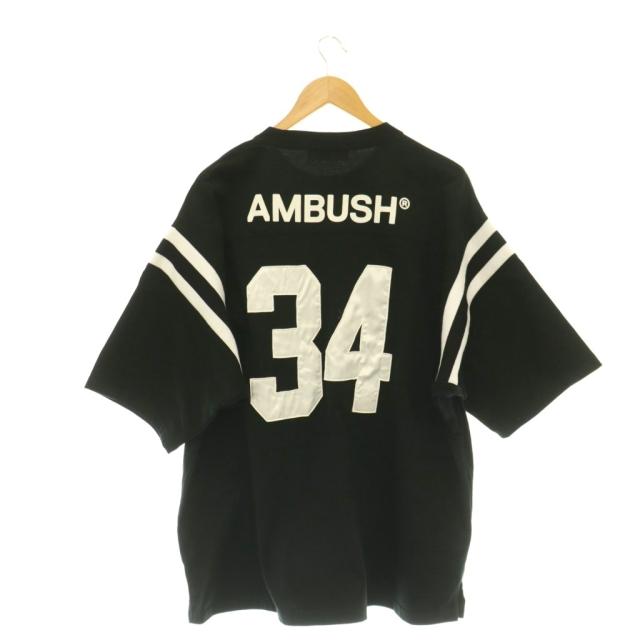 【中古】アンブッシュ FOOTBALL S S T-SHIRT Tシャツ カットソー 半袖 L ブラック ホワイト /DO ■OS ■SH メンズ_1