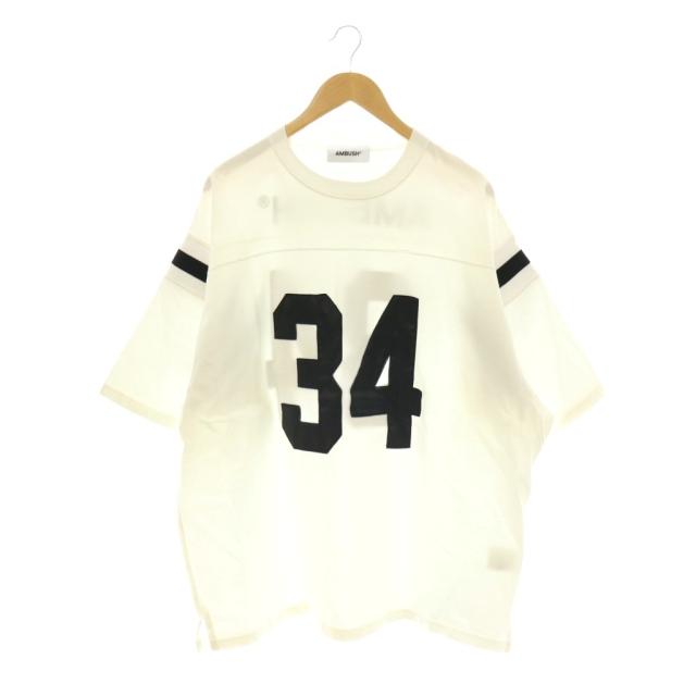 【中古】アンブッシュ AMBUSH FOOTBALL S S T-SHIRT Tシャツ カットソー 半袖 L ホワイト ブラック /ES ■OS ■SH