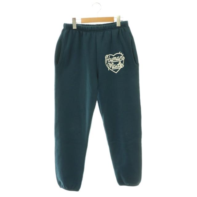 【中古】ヒューマンメイド HUMAN MADE 裏毛スウェットパンツ イージー ロゴ S スモークブルー 白 /CX ■OS ■SH