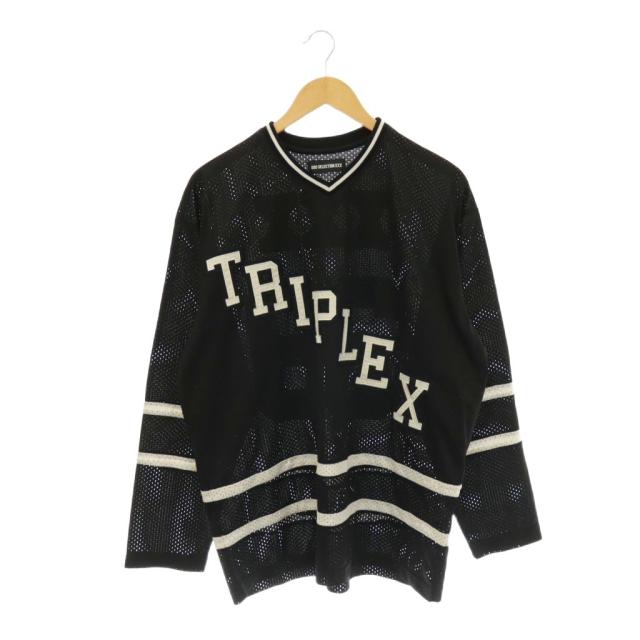 【中古】ゴッドセレクショントリプルエックス HOCKEY SHIRT プルオーバー ホッケーシャツ メッシュ Vネック M 黒 白