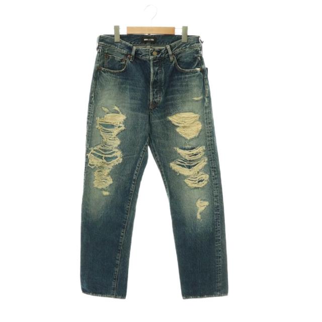 【中古】未使用品 ウィンダンシー L.Straight 5pocket デニムパンツ×MINEDENIM ジーンズ ダメージ加工