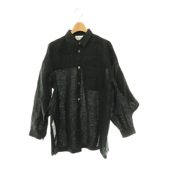 【中古】ナゴンスタンス nagonstans 25SS volume-sleeves shirt シャツ ブラウス リネン M ブラック /CX ■OS