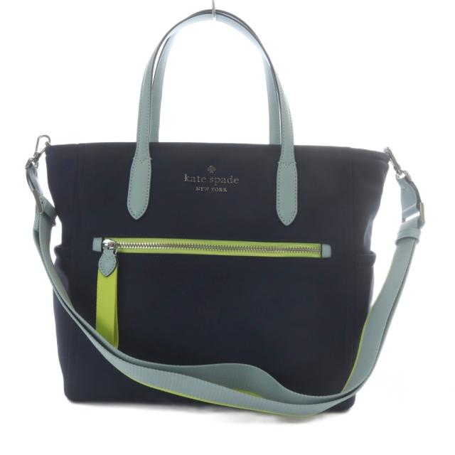 【中古】未使用品 ケイトスペード KATE SPADE チェルシー カラーブロック ミディアム サッチェル ネイビー KE404