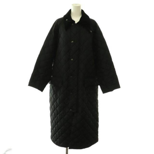 【中古】バブアー Barbour ニューバーレー キルティング コート ロング 中綿 38 ブラック /HK ■OS メンズ