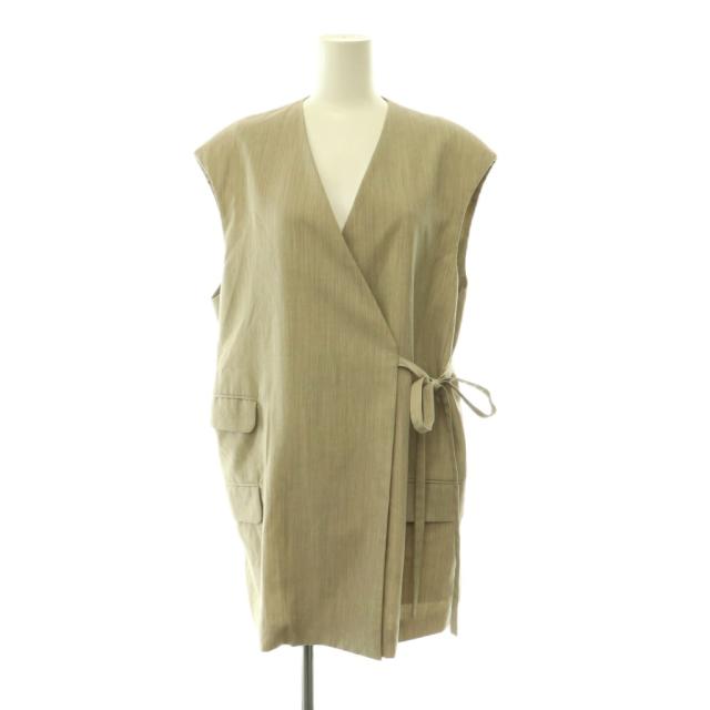 【中古】チノ CINOH SUMMER WOOL GILLET ジレ ベスト 36 ミックスグレージュ /ES ■OS レディース