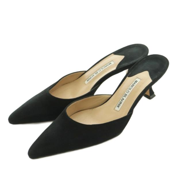 【中古】マノロブラニク MANOLO BLAHNIK ミュール ポインテッドトゥ 36.5 23.5cm 黒 ブラック /MI ■OS レディース