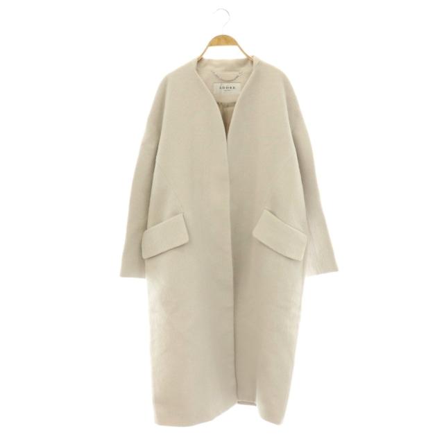 【中古】アドーア ADORE ウールアルパカノーカラーコート アウター ロング 38 ライトグレー /DO ■OS レディース