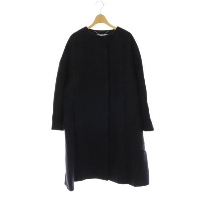 【中古】アドーア ADORE ウールモヘヤノーカラーコート アウター ロング 38 ネイビー /DO ■OS レディース