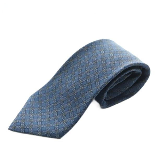 【中古】エルメス HERMES ネクタイ レギュラータイ シルク 総柄 紺 ネイビー /MI ■OS ■AD メンズ