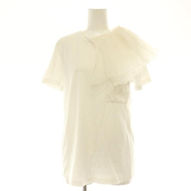 【中古】マックスマーラ MAX MARA オーガンジーフリルデザインTシャツ2WAY カットソー 刺繍 白 /CX ■OS ■SH