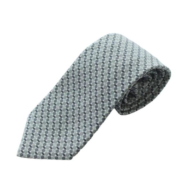 【中古】エルメス HERMES 総柄シルクネクタイ ネクタイ レギュラータイ グレー 絹 /RI ■OS ■SH ■OH メンズ