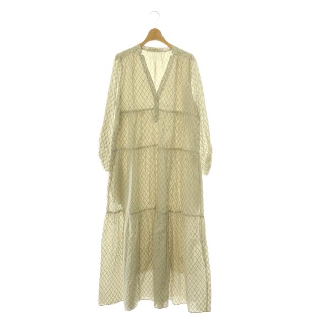 【中古】ヌキテパ NE QUITTEZ PAS! Dia Check Print Tiered Dress ワンピース ティアード M ライトグレージュ