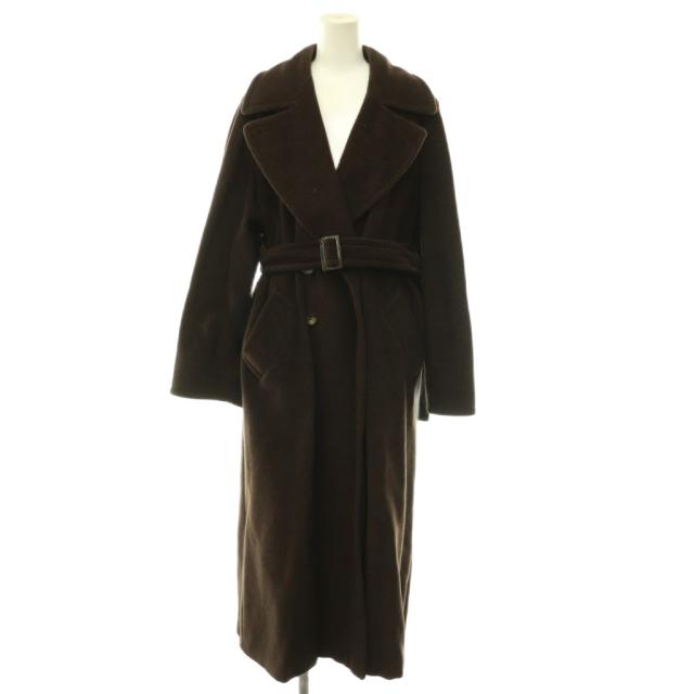 【中古】マックスマーラ MAX MARA 銀タグ ウール コート ロング ベルト付き 38 ブラウン /HK ■OS レディース