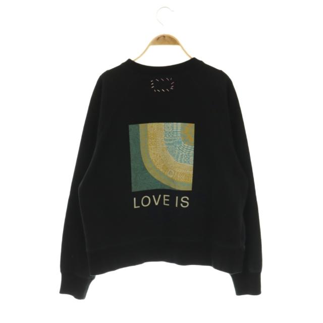 【中古】ロンハーマン ヴィンテージ 25SS LOVE IS プリントスウェットシャツ トレーナー プルオーバー XS 黒_1
