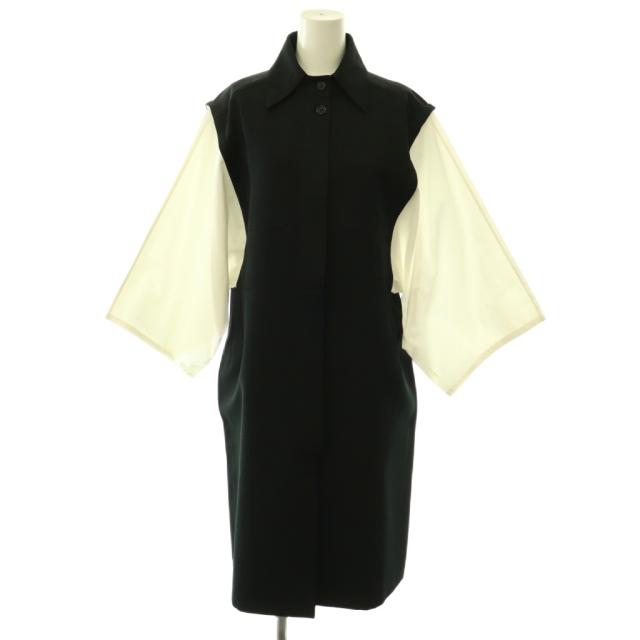 【中古】セリーヌ CELINE フィービー期 2 6AE5/688A シャツワンピース 九分袖 長袖 ロング 36 黒 ブラック 白