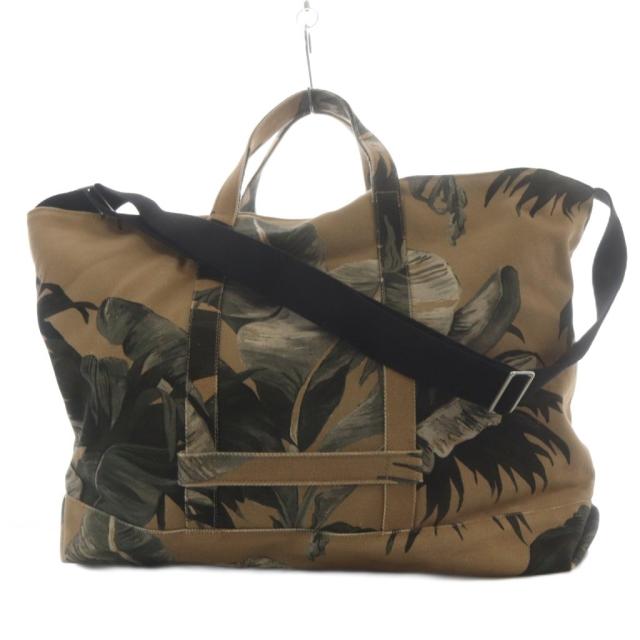 【中古】オフホワイト OFF WHITE トートバッグ ショルダーバッグ 2way ボタニカル柄 キャンバス ブラウン