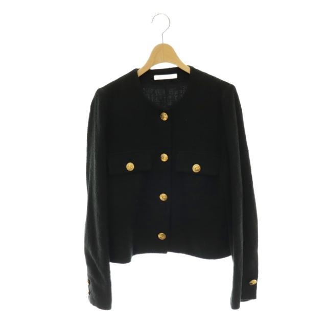 【中古】コルピエロ COL PIERROT ミューズ ドゥ ドゥーズィエム クラス ツイードノーカラージャケット ブラック /ES