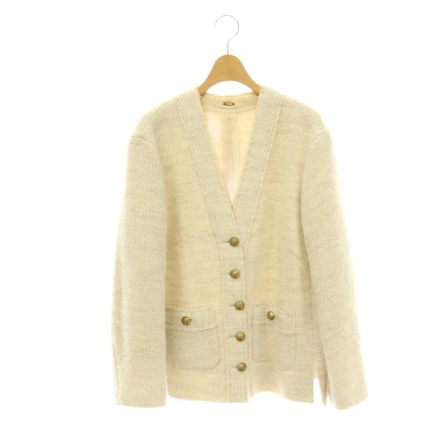 【中古】ミューズ ドゥーズィエム クラス TWEED カーディガンジャケット ノーカラージャケット
