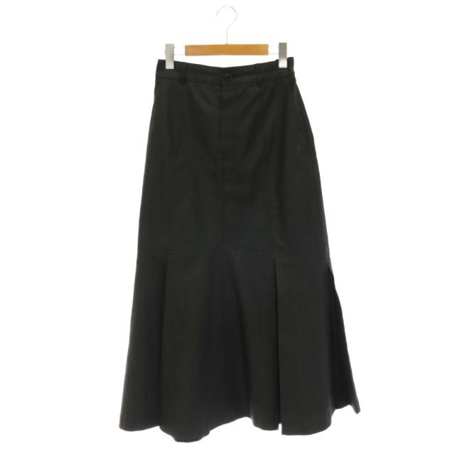 【中古】アドーア ADORE  25SS ポリデニムストレッチスカート Aライン 裾プリーツ 38 チャコール /CX ■OS レディース