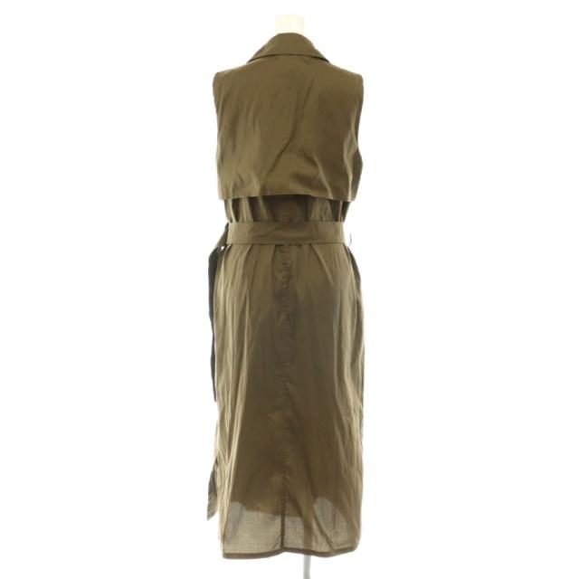 【中古】マックスマーラ MAX MARA ジレ トレンチワンピース ベルト付き シルク ロング ノースリーブ 40 カーキ /HS_1