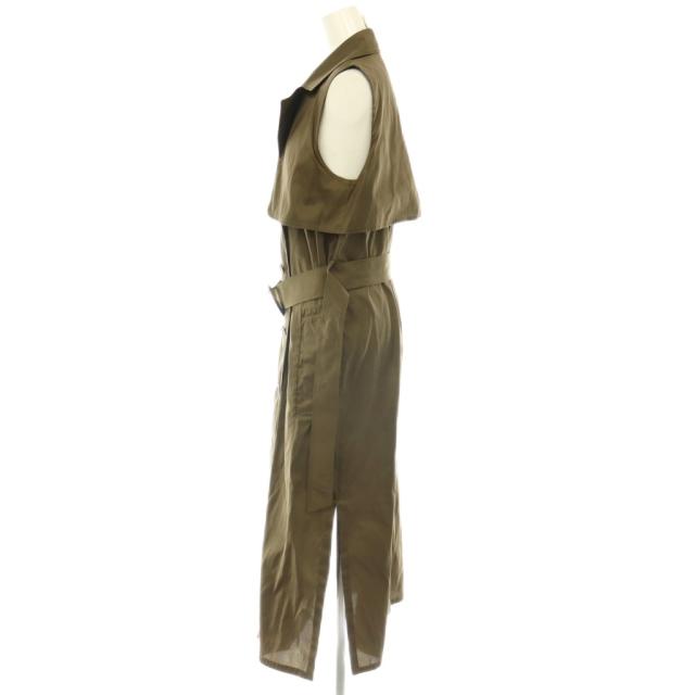 【中古】マックスマーラ MAX MARA ジレ トレンチワンピース ベルト付き シルク ロング ノースリーブ 40 カーキ /HS_2