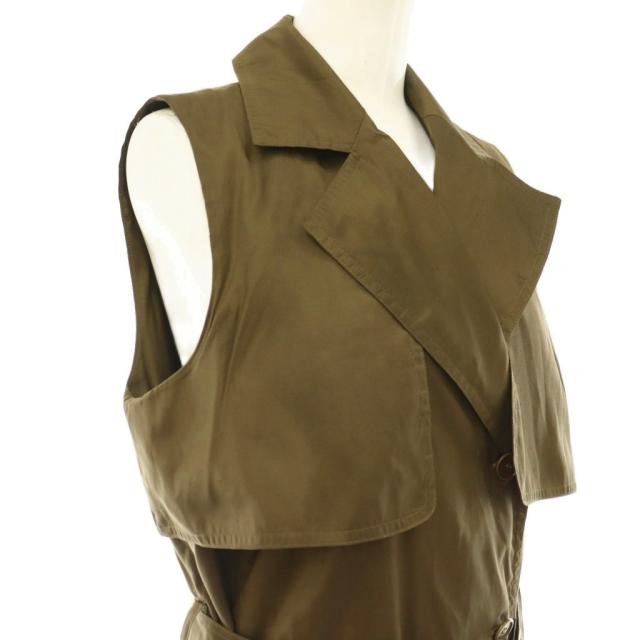 【中古】マックスマーラ MAX MARA ジレ トレンチワンピース ベルト付き シルク ロング ノースリーブ 40 カーキ /HS_3