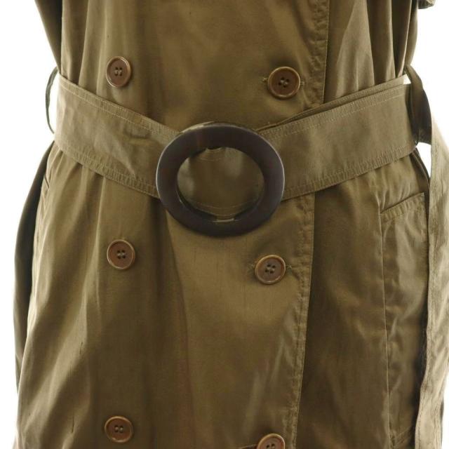 【中古】マックスマーラ MAX MARA ジレ トレンチワンピース ベルト付き シルク ロング ノースリーブ 40 カーキ /HS_4