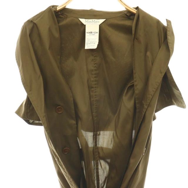 【中古】マックスマーラ MAX MARA ジレ トレンチワンピース ベルト付き シルク ロング ノースリーブ 40 カーキ /HS_5