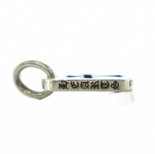 【中古】クロムハーツ 925 タイニーカットアウトクロスドッグタグ エメラルド ペンダントトップ シルバー 緑_2
