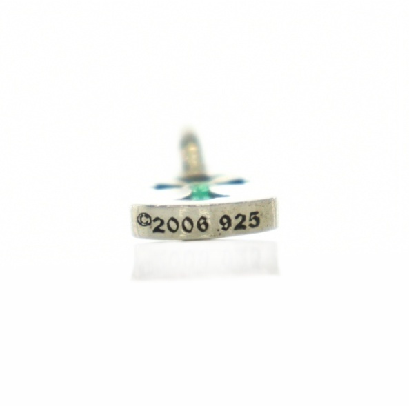 【中古】クロムハーツ 925 タイニーカットアウトクロスドッグタグ エメラルド ペンダントトップ シルバー 緑_4
