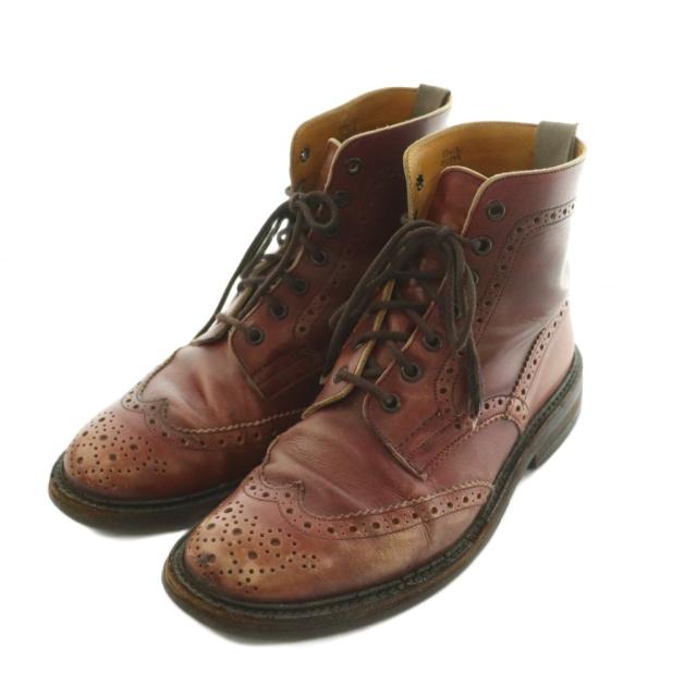 【中古】トリッカーズ MALTON カントリーブーツ ショートブーツ ウィングチップ 8.5 27.0cm 茶 ブラウン 72508 メンズ_1