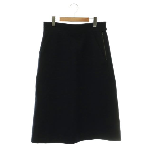 【中古】マーガレットハウエル MHL. 25AW LIGHT WOOL MELTON SKIRT ロングスカート 台形 3 ネイビー /ES ■OS