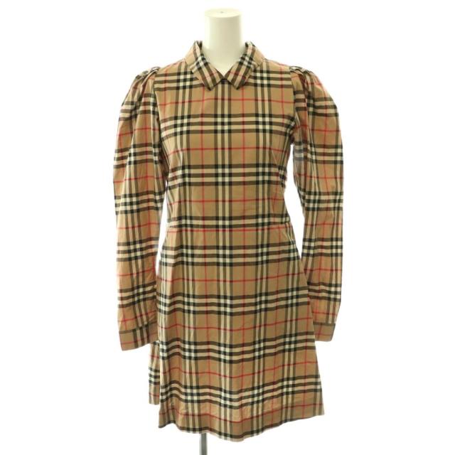 【中古】バーバリー BURBERRY ノバチェック 長袖ワンピース ひざ丈 14Y ベージュ /HS ■OS キッズ