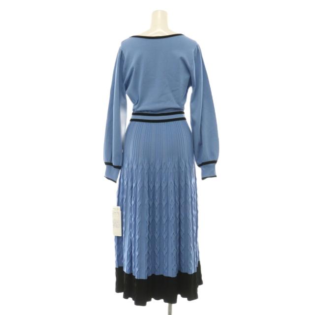 【中古】ダイアグラム グレースコンチネンタル パターンタックニットワンピース ロング 長袖 36 青味