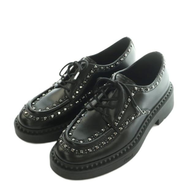 【中古】アッシュ ASH スタッズ ドレスシューズ 厚底 38 24.0cm 黒 ブラック /MI ■OS レディース