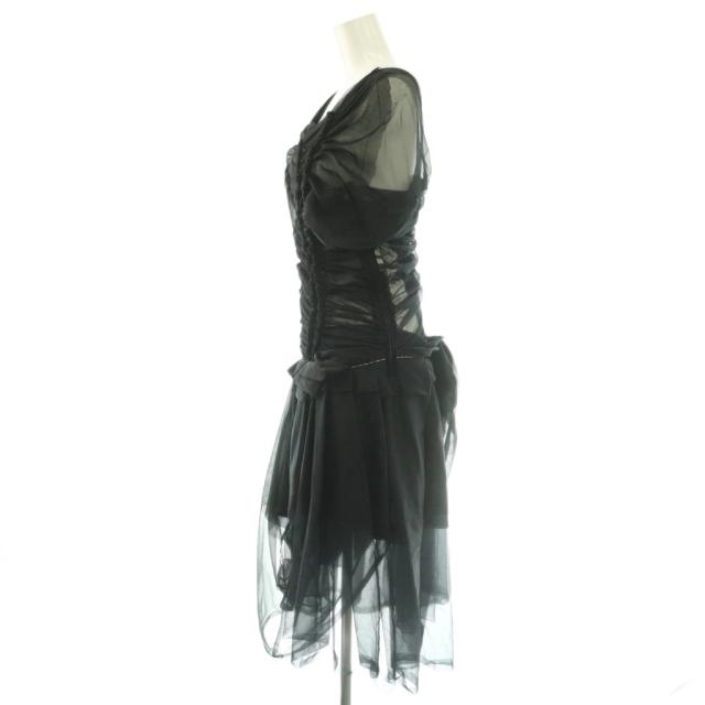 【中古】コムデギャルソン COMME des GARCONS AD2005 ギャザー シースルーワンピース 半袖 ロング S 黒_2