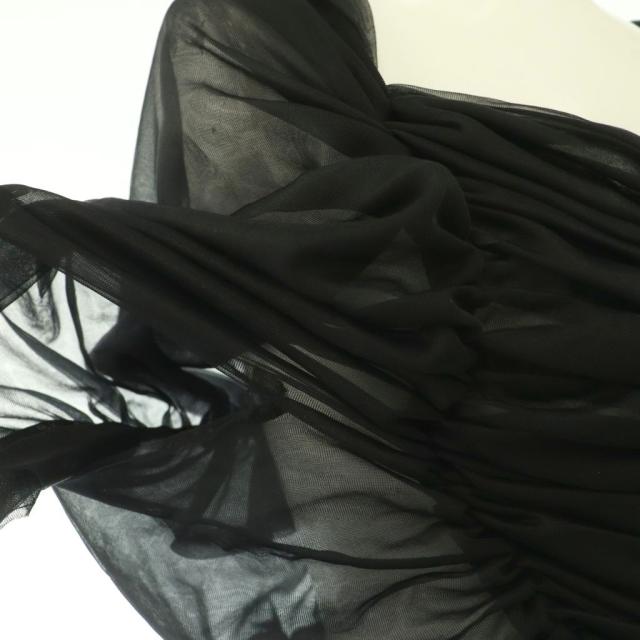 【中古】コムデギャルソン COMME des GARCONS AD2005 ギャザー シースルーワンピース 半袖 ロング S 黒_3
