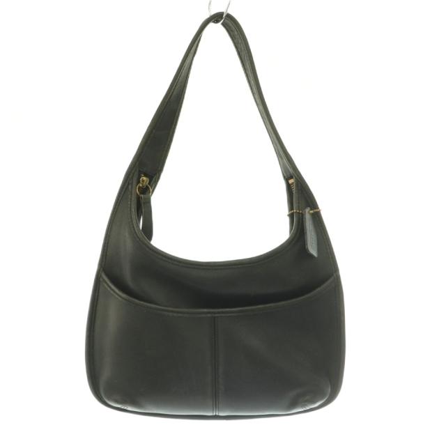 【中古】コーチ職 COACH OLD Ergo Hobo エルゴ ホー洋弓 一ショルダーバッグ なめし革 一色合い ロゴタイプ引きつける 黒