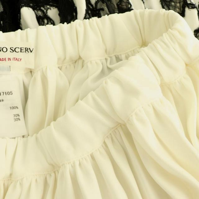 【中古】エルマンノ シェルヴィーノ ERMANNO SCERVINO レースプリーツロングスカートフレア 38 象牙色 /HS