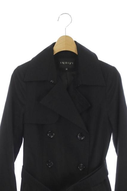 中古 インディヴィ Indivi トレンチコート ダブル ミディアム丈 ベルト付き 38 黒 Os レディースの通販はau Pay マーケット ブランド古着のベクトル