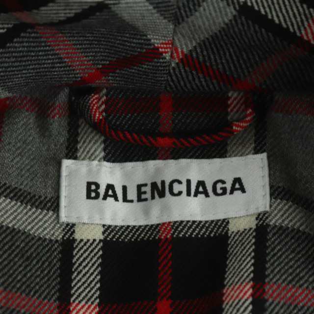 中古】バレンシアガ BALENCIAGA インナーチェックコート ステンカラー