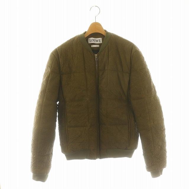 【中古】ロエベ LOEWE ラムレザーボンバーブルゾン ジャケット アウター 46 S カーキ /AQ ■OS ▲H メンズ