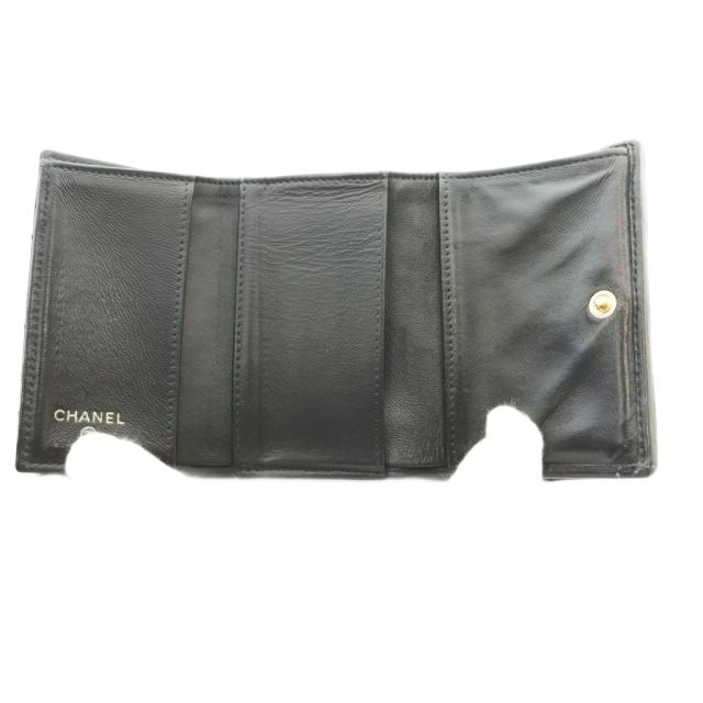 【中古】シャネル マトラッセ スモールフラップウォレット 三つ折り財布 コンパクト ココマーク ロゴ 31番台 黒_4